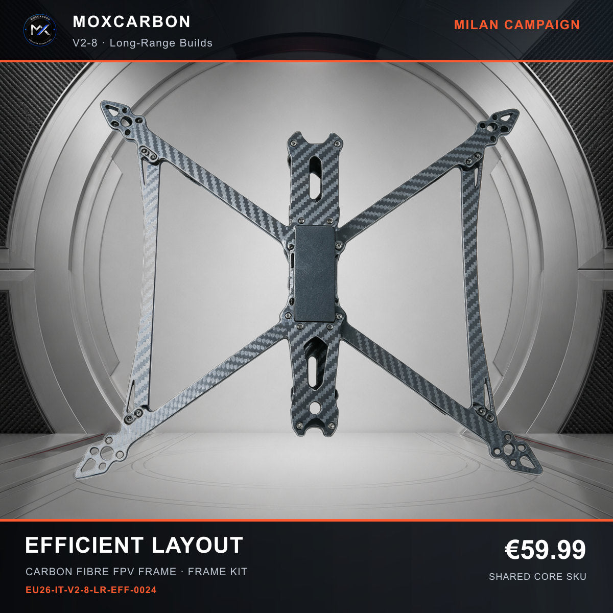 MOX MARK4 V2 8-Inch Carbon Fibre FPV Frame — Milan Efficient Layout 0024 product image