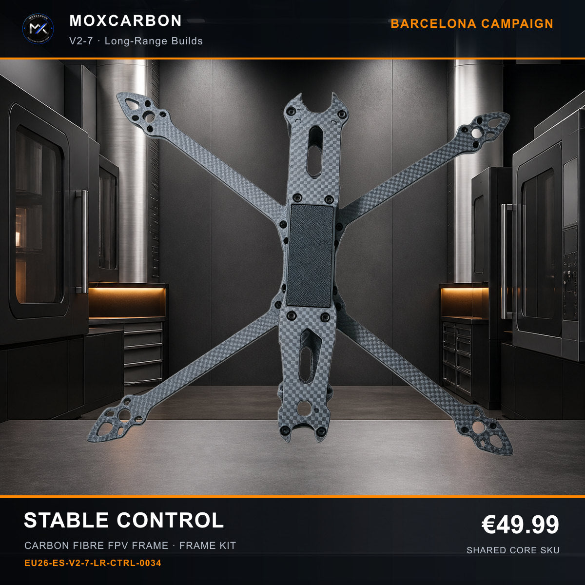 MOX MARK4 V2 7-Inch Carbon Fibre FPV Frame — Barcelona Stable Control 0034 product image