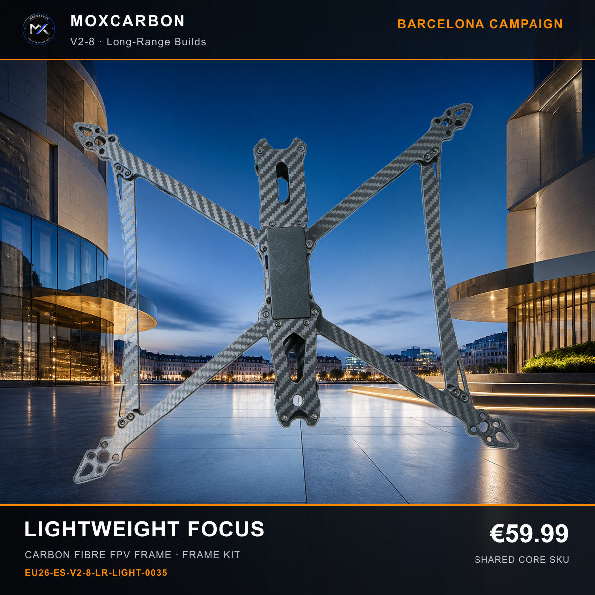 MOX MARK4 V2 8-Inch Carbon Fibre FPV Frame — Barcelona Lightweight Focus 0035 product image