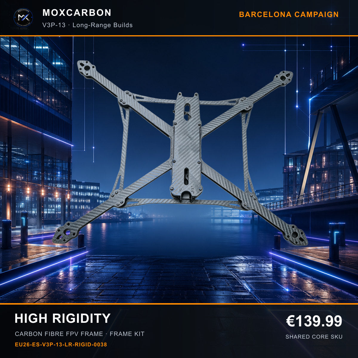 MOX MARK4 V3 Pro 13-Inch Carbon Fibre FPV Frame — Barcelona High Rigidity 0038 product image