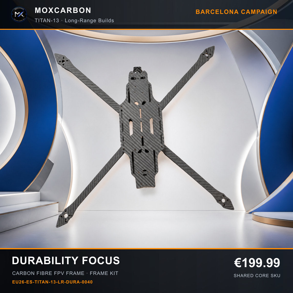 MOX MARK4 Titan GOW 13-Inch Carbon Fibre FPV Frame — Barcelona Durability Focus 0040 product image