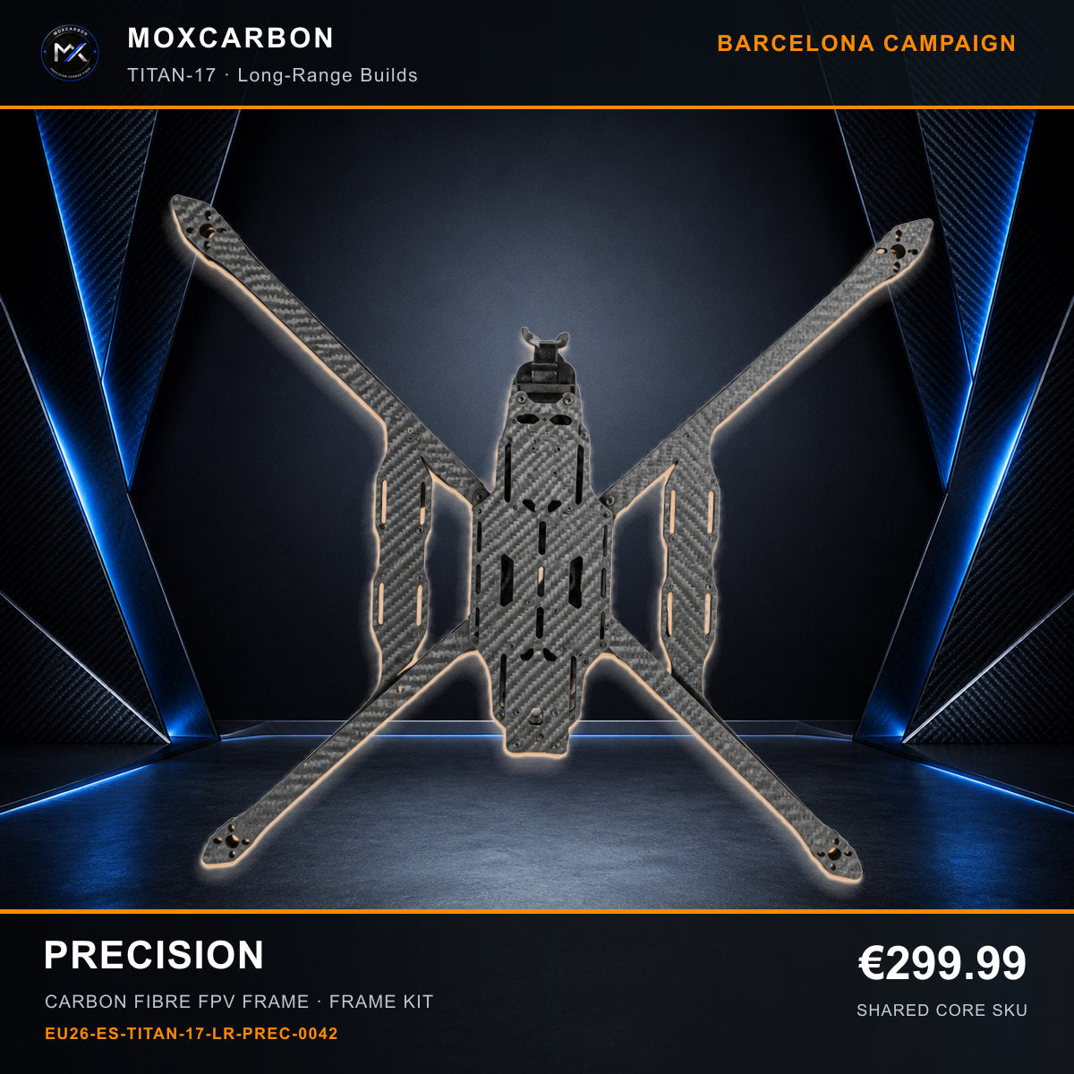 MOX MARK4 Titan GOW 17-Inch Carbon Fibre FPV Frame — Barcelona Precision 0042 product image