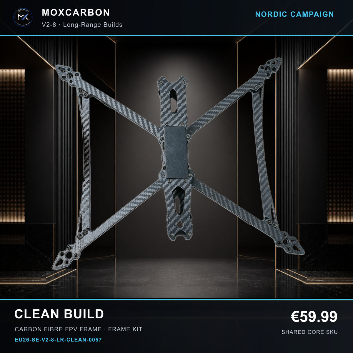 MOX MARK4 V2 8-Inch Carbon Fibre FPV Frame — Nordic Clean Build 0057 product image