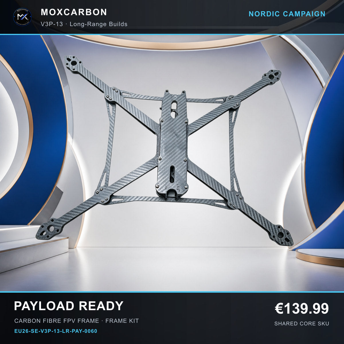 MOX MARK4 V3 Pro 13-Inch Carbon Fibre FPV Frame — Nordic Payload Ready 0060 product image
