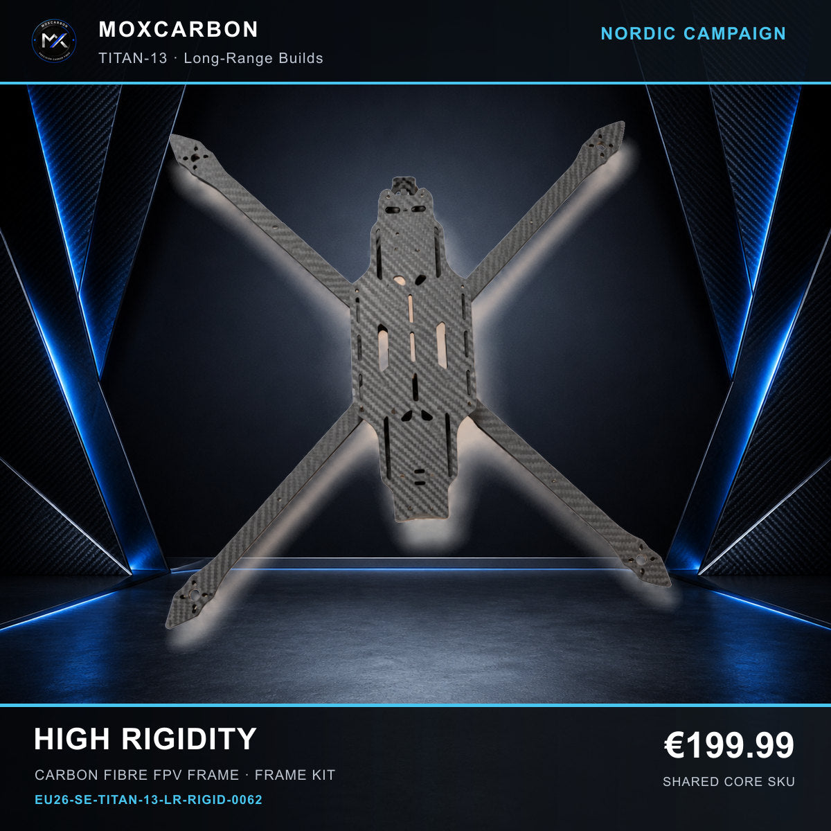 MOX MARK4 Titan GOW 13-Inch Carbon Fibre FPV Frame — Nordic High Rigidity 0062 product image