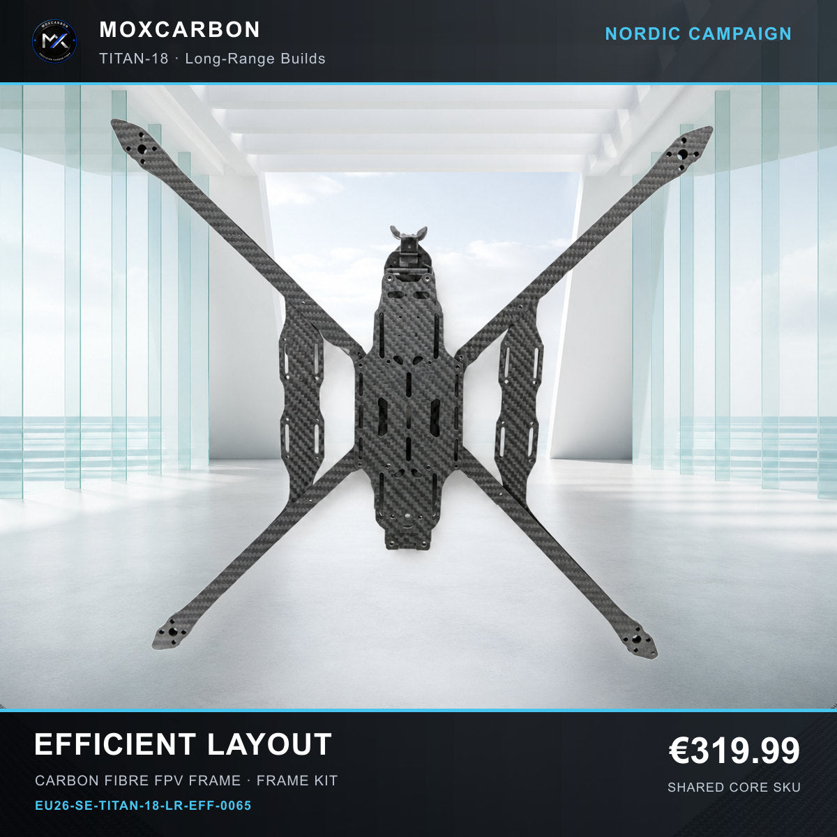 MOX MARK4 Titan GOW 18-Inch Carbon Fibre FPV Frame — Nordic Efficient Layout 0065 product image