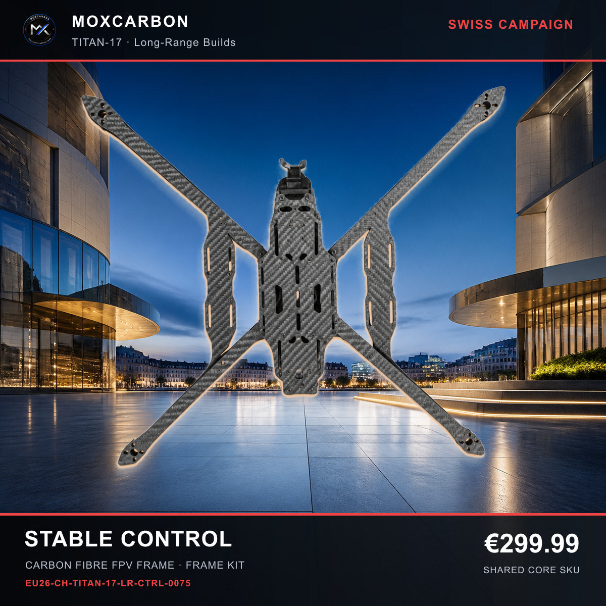 MOX MARK4 Titan GOW 17-Inch Carbon Fibre FPV Frame — Swiss Stable Control 0075 product image