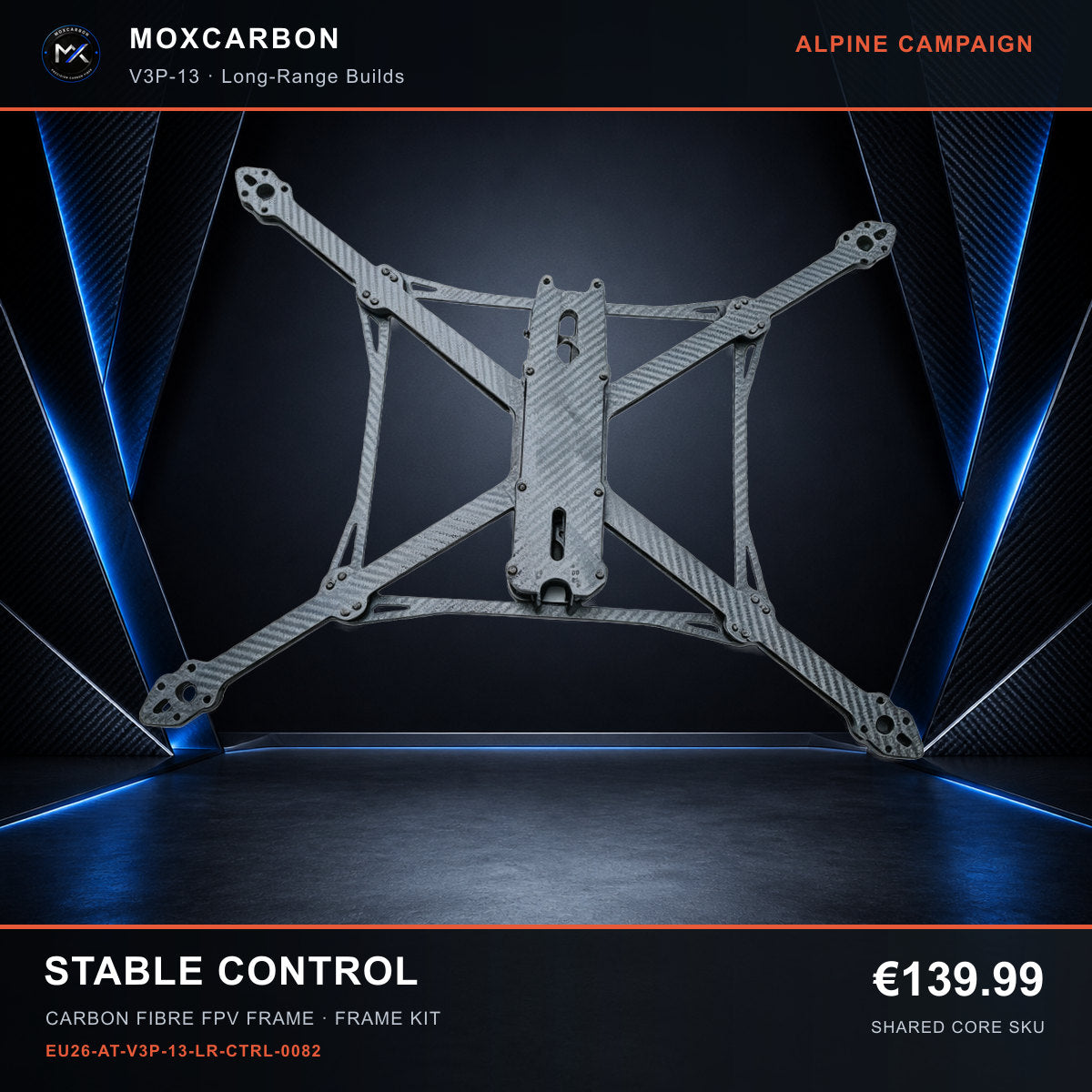 MOX MARK4 V3 Pro 13-Inch Carbon Fibre FPV Frame — Alpine Stable Control 0082 product image