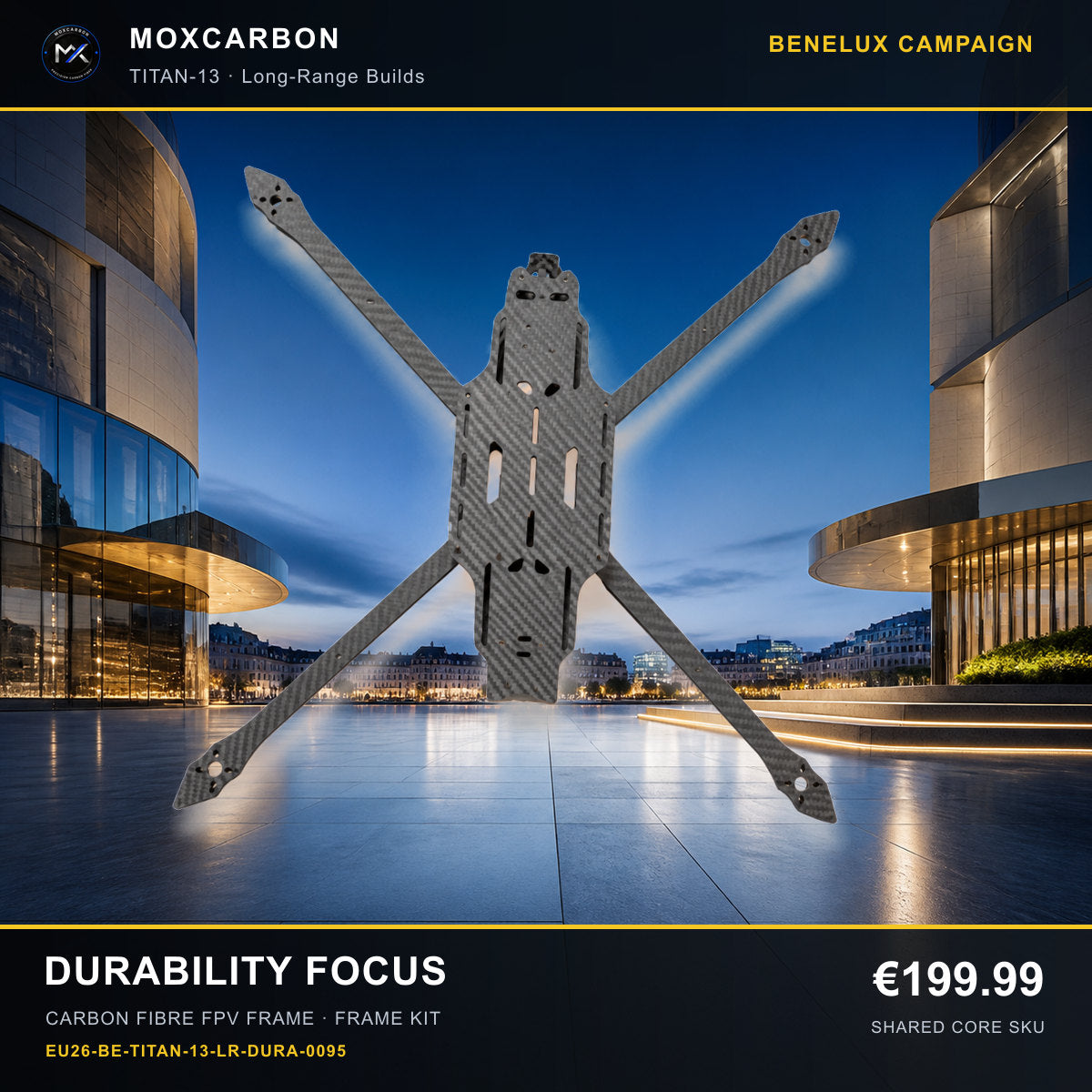 MOX MARK4 Titan GOW 13-Inch Carbon Fibre FPV Frame — Benelux Durability Focus 0095 product image
