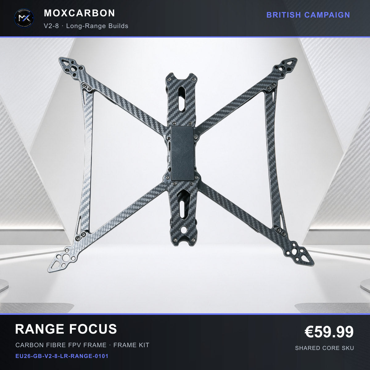 MOX MARK4 V2 8-Inch Carbon Fibre FPV Frame — British Range Focus 0101 product image