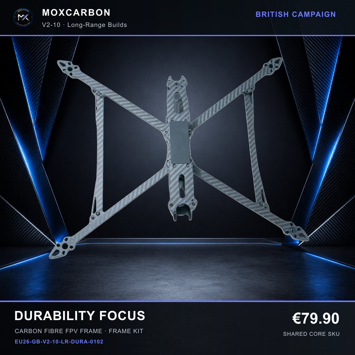 MOX MARK4 V2 10-Inch Carbon Fibre FPV Frame — British Durability Focus 0102 product image