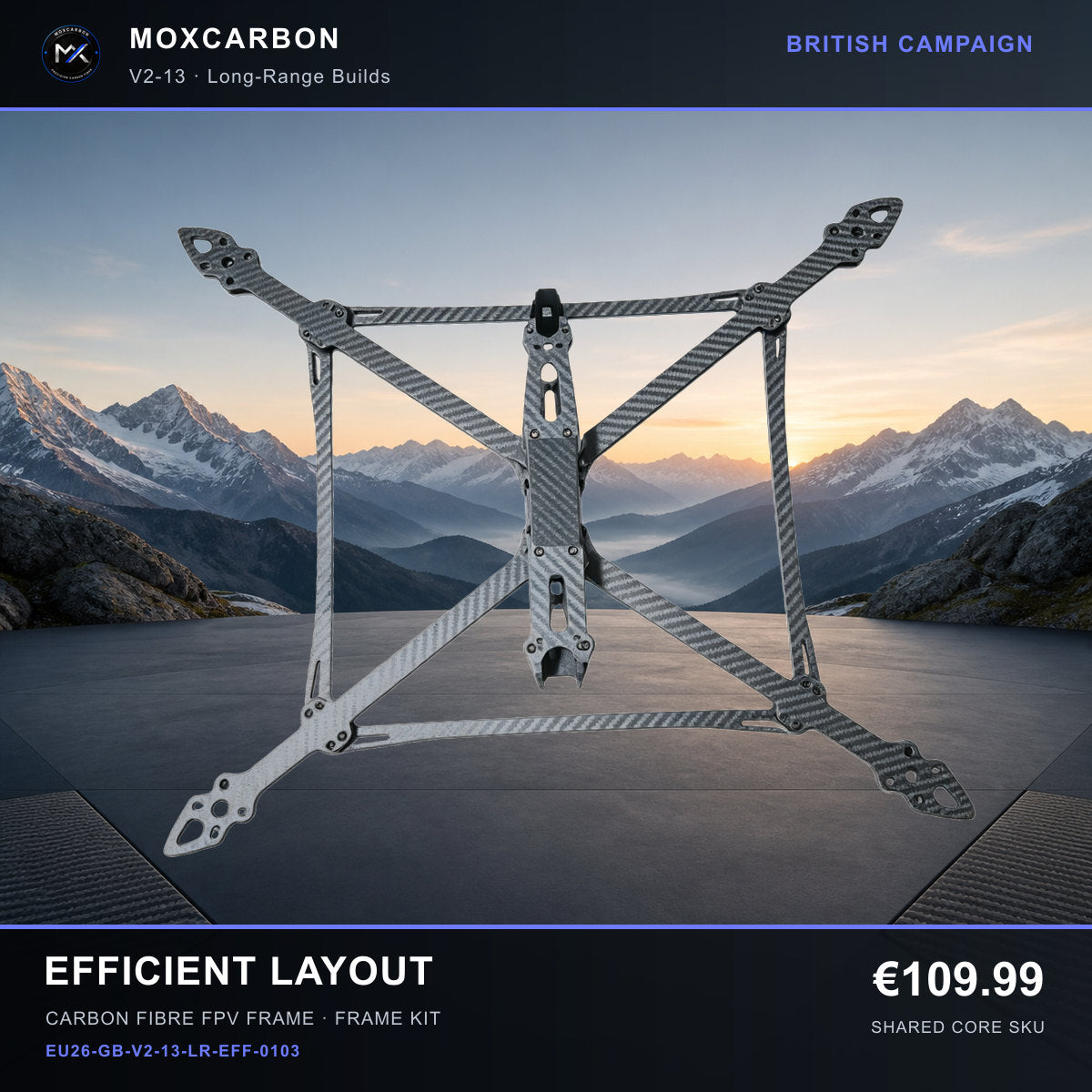 MOX MARK4 V2 13-Inch Carbon Fibre FPV Frame — British Efficient Layout 0103 product image