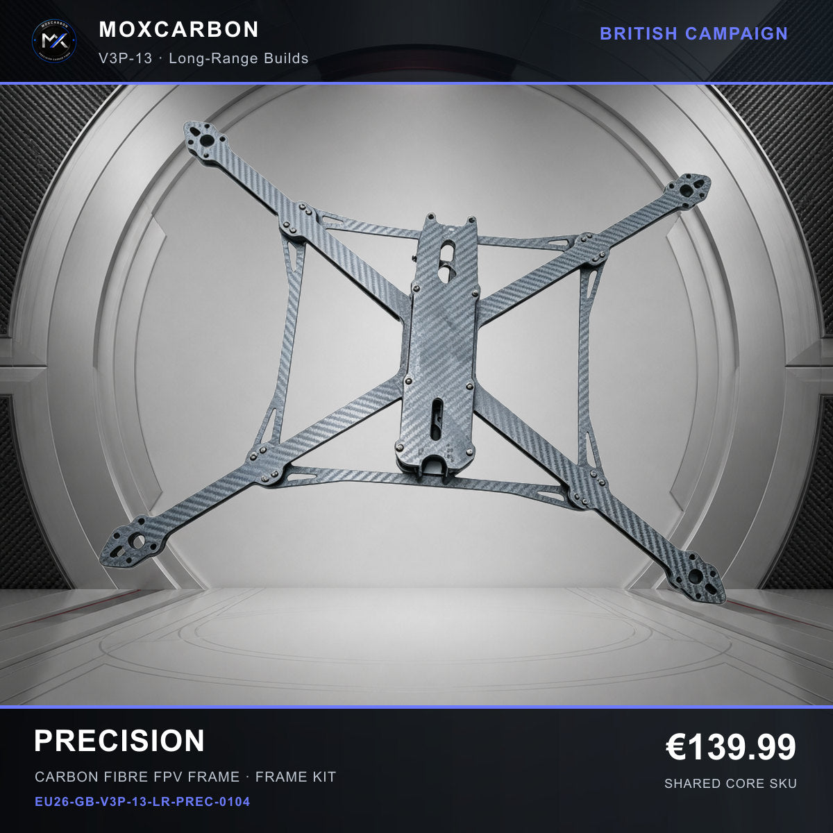MOX MARK4 V3 Pro 13-Inch Carbon Fibre FPV Frame — British Precision 0104 product image