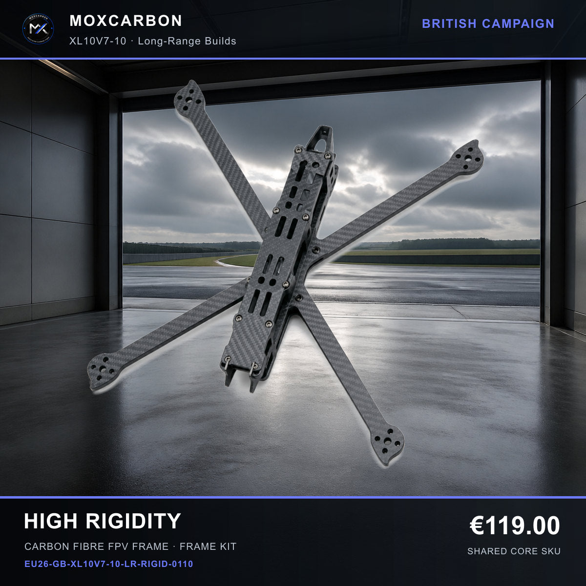 MOX XL10V7 10-Inch Carbon Fibre FPV Frame — British High Rigidity 0110 product image