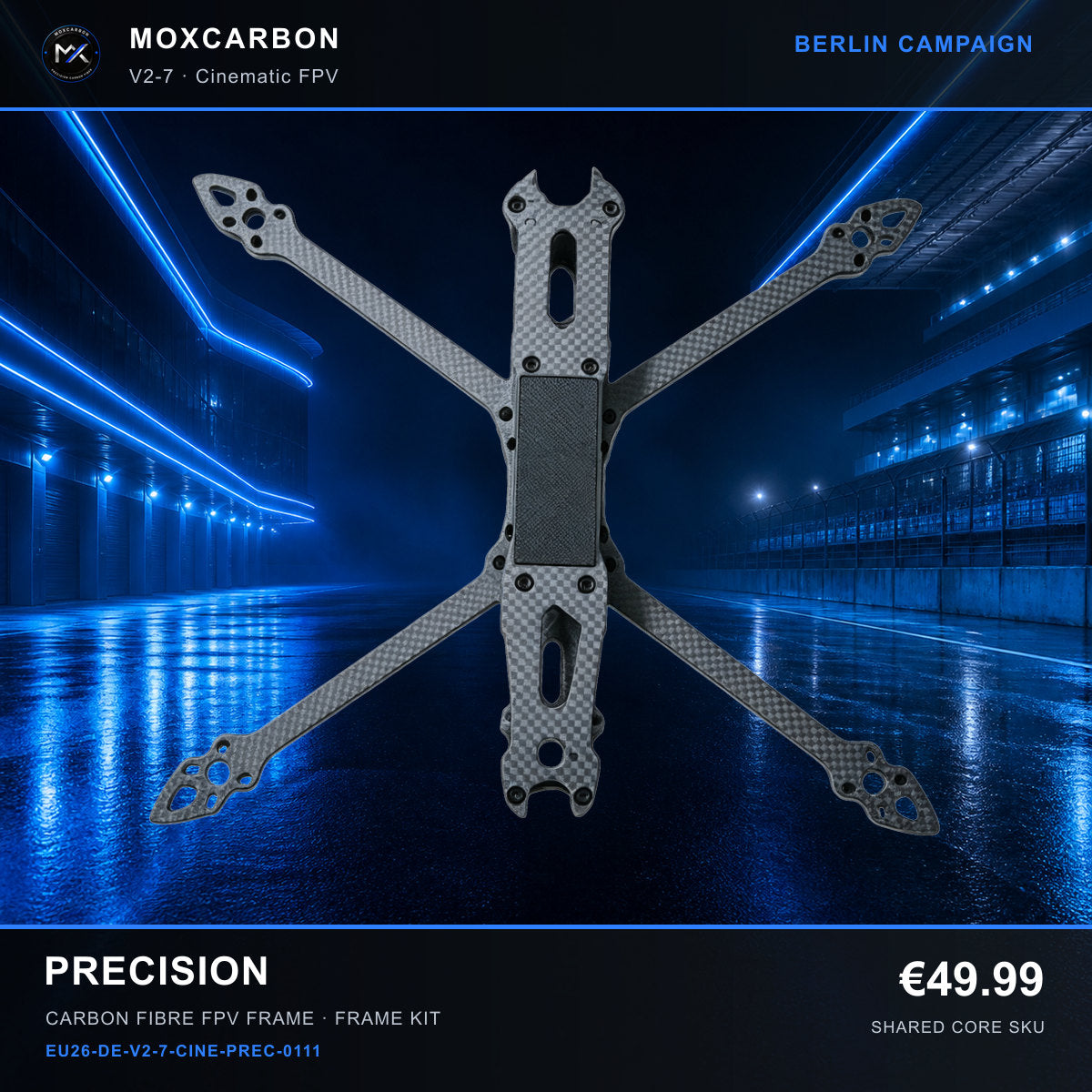 MOX MARK4 V2 7-Inch Carbon Fibre FPV Frame — Berlin Precision 0111 product image