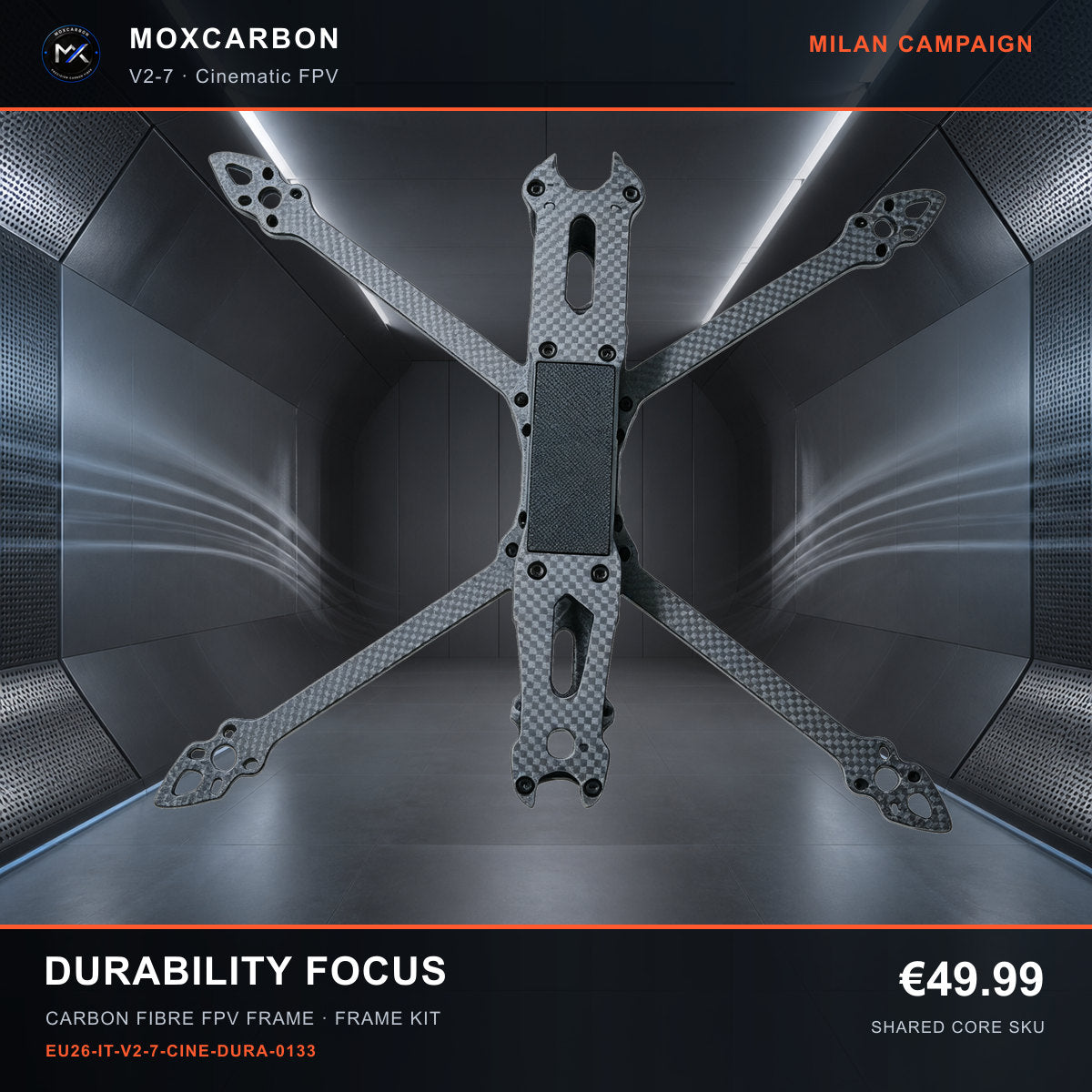 MOX MARK4 V2 7-Inch Carbon Fibre FPV Frame — Milan Durability Focus 0133 product image
