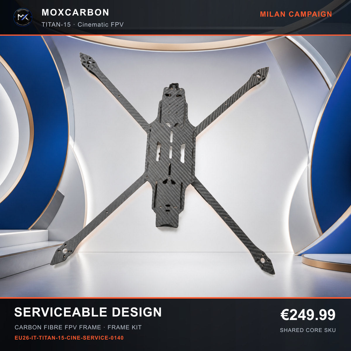 MOX MARK4 Titan GOW 15-Inch Carbon Fibre FPV Frame — Milan Serviceable Design 0140 product image
