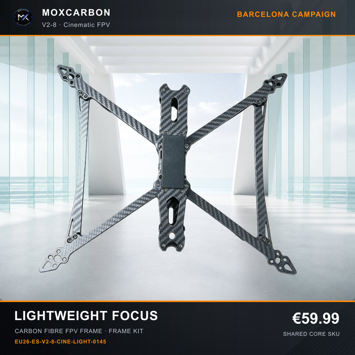 MOX MARK4 V2 8-Inch Carbon Fibre FPV Frame — Barcelona Lightweight Focus 0145 product image