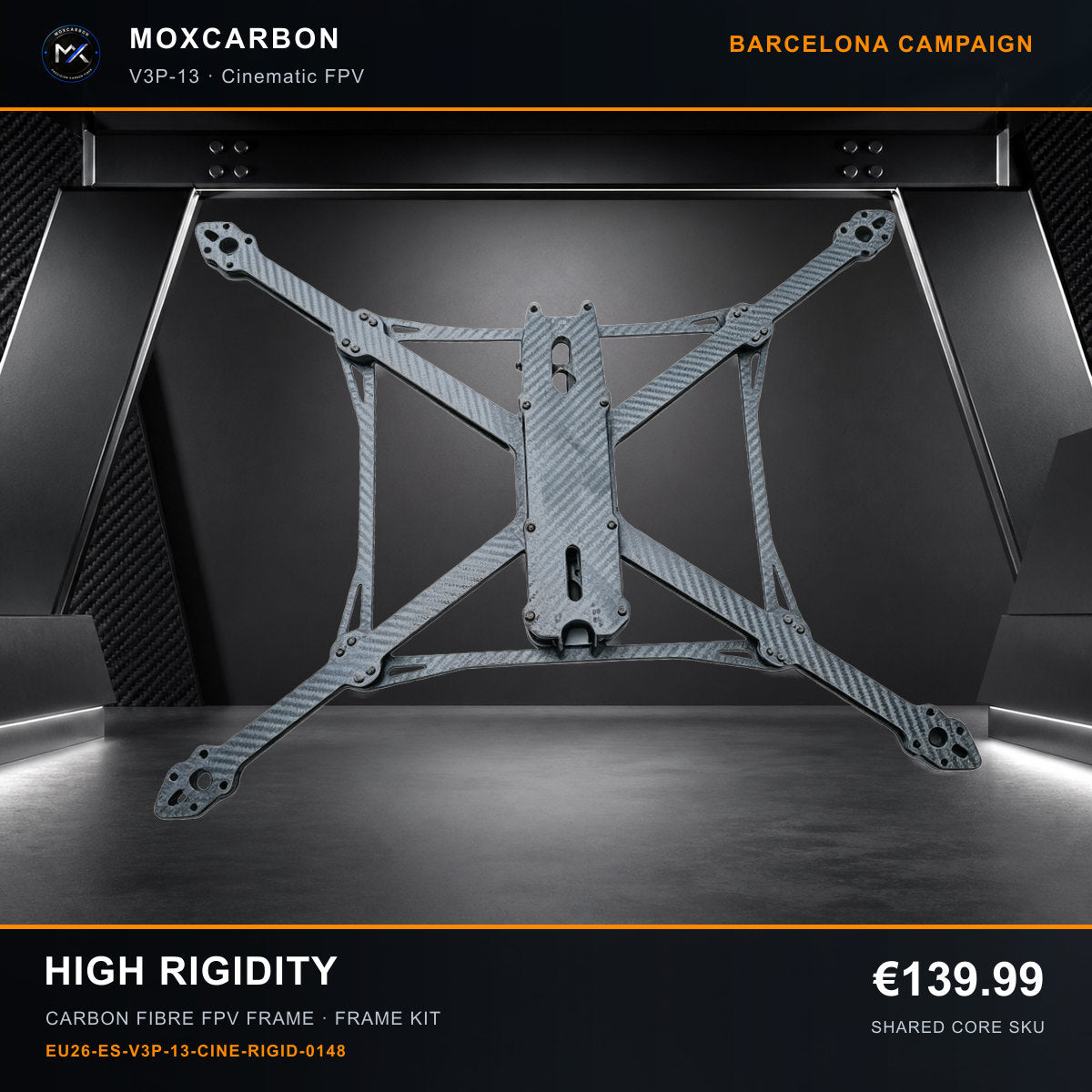 MOX MARK4 V3 Pro 13-Inch Carbon Fibre FPV Frame — Barcelona High Rigidity 0148 product image