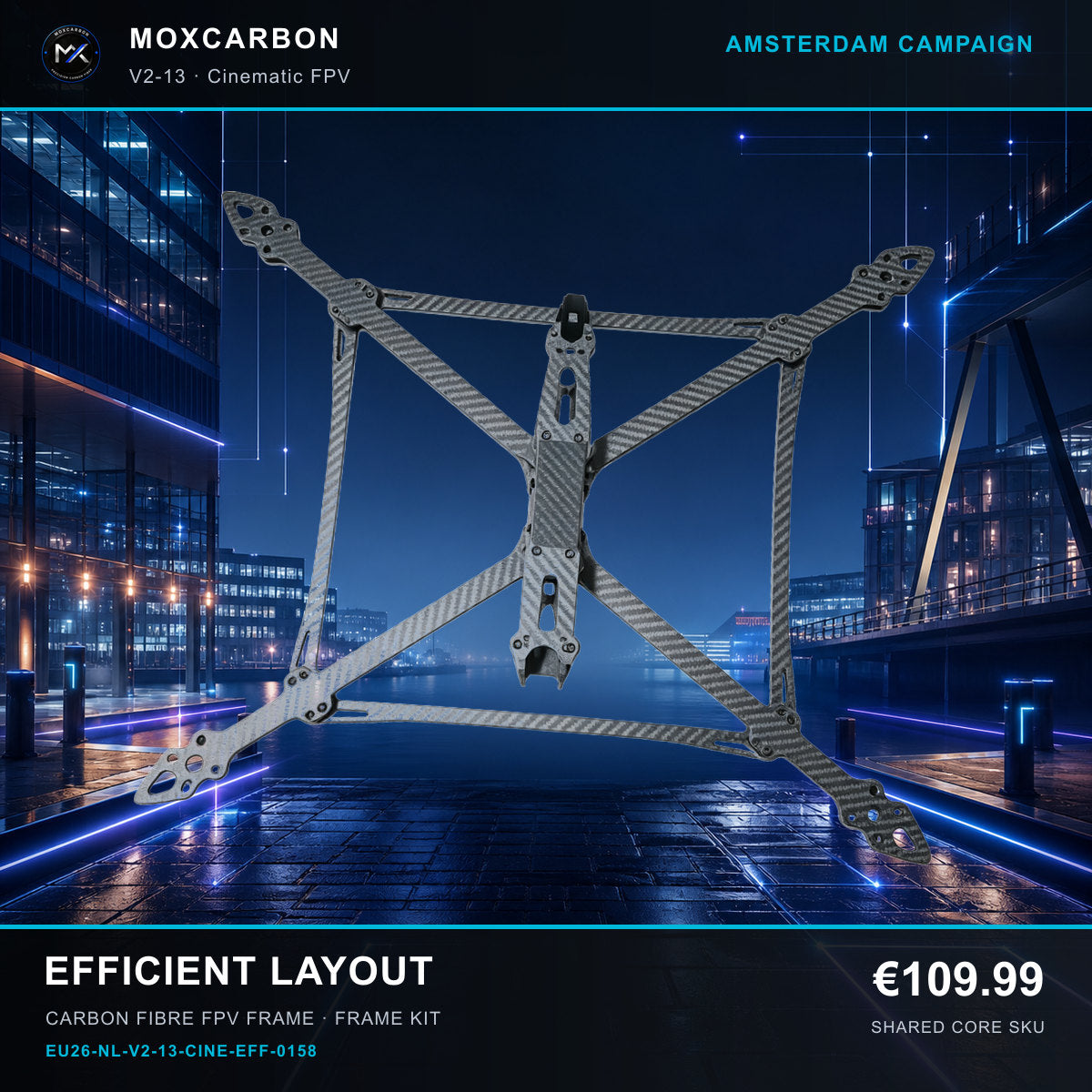 MOX MARK4 V2 13-Inch Carbon Fibre FPV Frame — Amsterdam Efficient Layout 0158 product image