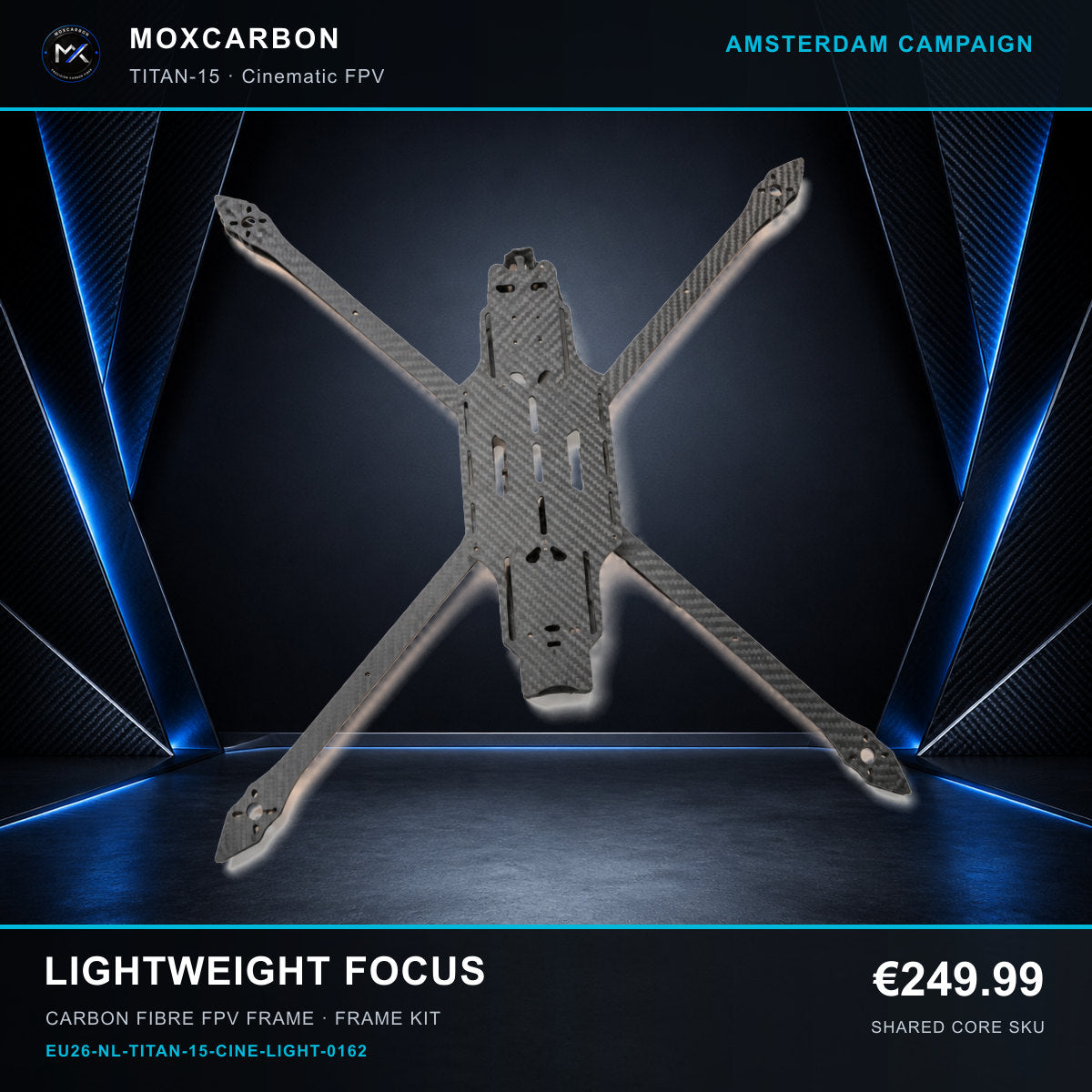 MOX MARK4 Titan GOW 15-Inch Carbon Fibre FPV Frame — Amsterdam Lightweight Focus 0162 product image