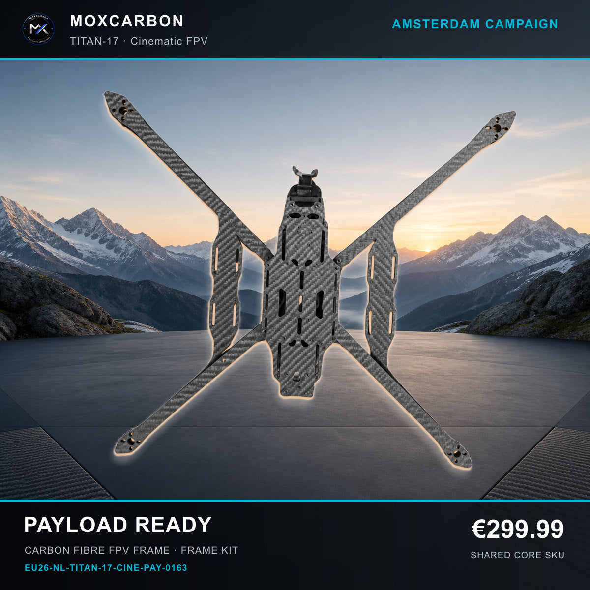 MOX MARK4 Titan GOW 17-Inch Carbon Fibre FPV Frame — Amsterdam Payload Ready 0163 product image