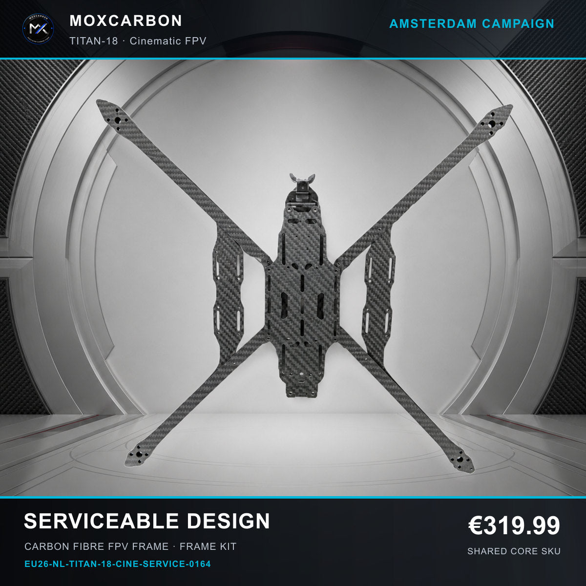 MOX MARK4 Titan GOW 18-Inch Carbon Fibre FPV Frame — Amsterdam Serviceable Design 0164 product image