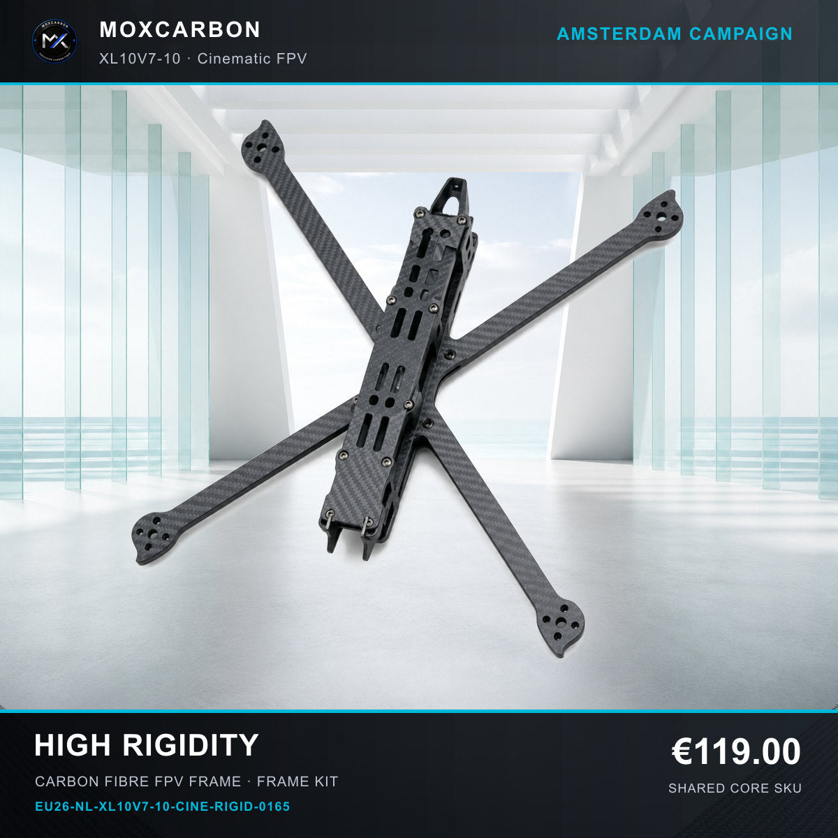 MOX XL10V7 10-Inch Carbon Fibre FPV Frame — Amsterdam High Rigidity 0165 product image
