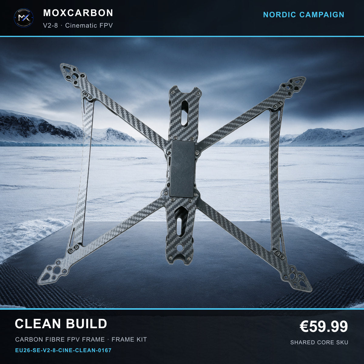 MOX MARK4 V2 8-Inch Carbon Fibre FPV Frame — Nordic Clean Build 0167 product image