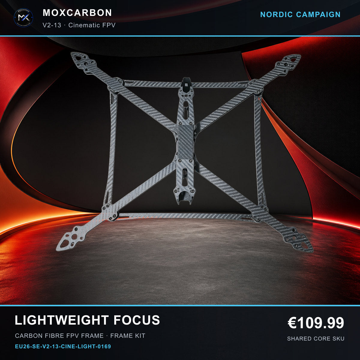 MOX MARK4 V2 13-Inch Carbon Fibre FPV Frame — Nordic Lightweight Focus 0169 product image