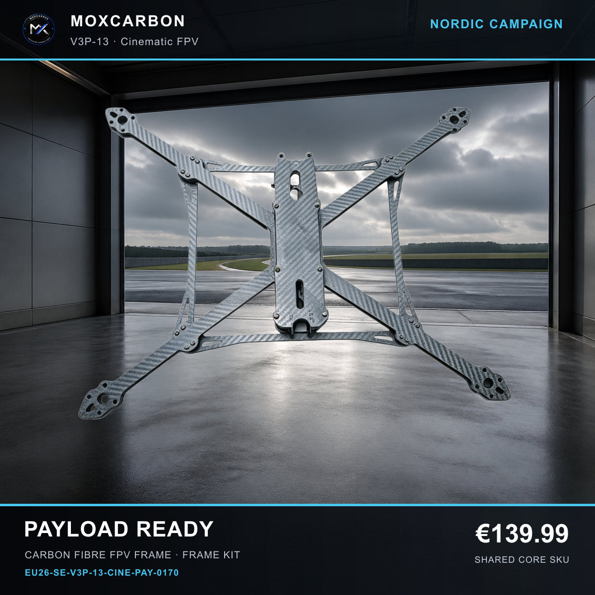 MOX MARK4 V3 Pro 13-Inch Carbon Fibre FPV Frame — Nordic Payload Ready 0170 product image