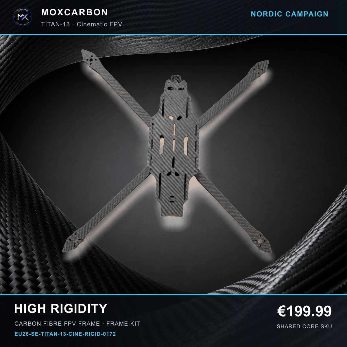 MOX MARK4 Titan GOW 13-Inch Carbon Fibre FPV Frame — Nordic High Rigidity 0172 product image