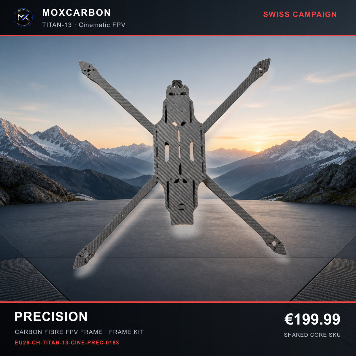 MOX MARK4 Titan GOW 13-Inch Carbon Fibre FPV Frame — Swiss Precision 0183 product image