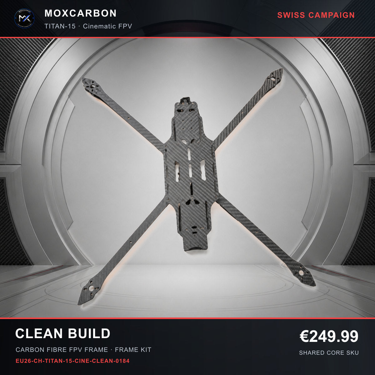 MOX MARK4 Titan GOW 15-Inch Carbon Fibre FPV Frame — Swiss Clean Build 0184 product image