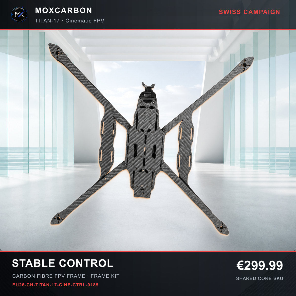 MOX MARK4 Titan GOW 17-Inch Carbon Fibre FPV Frame — Swiss Stable Control 0185 product image