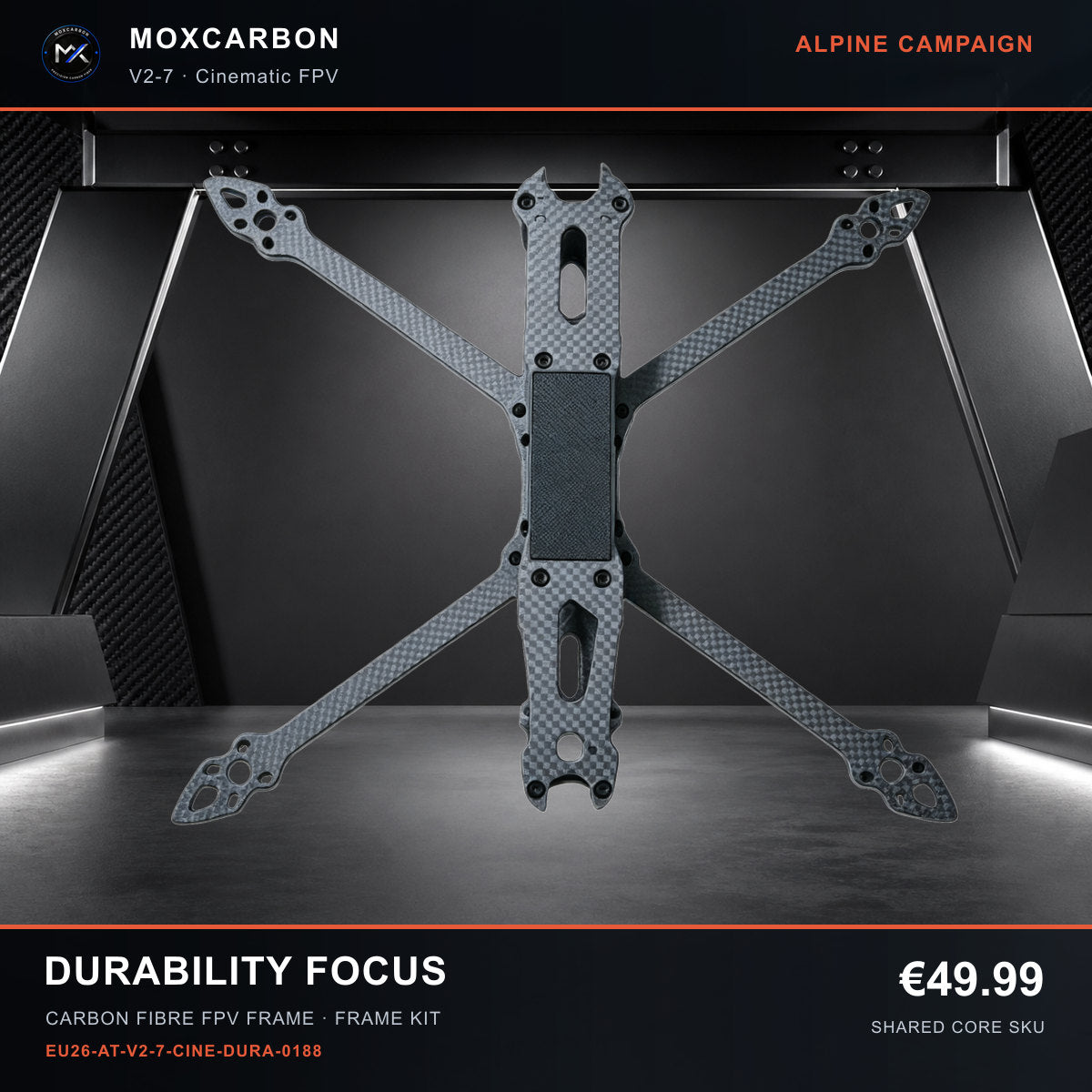 MOX MARK4 V2 7-Inch Carbon Fibre FPV Frame — Alpine Durability Focus 0188 product image