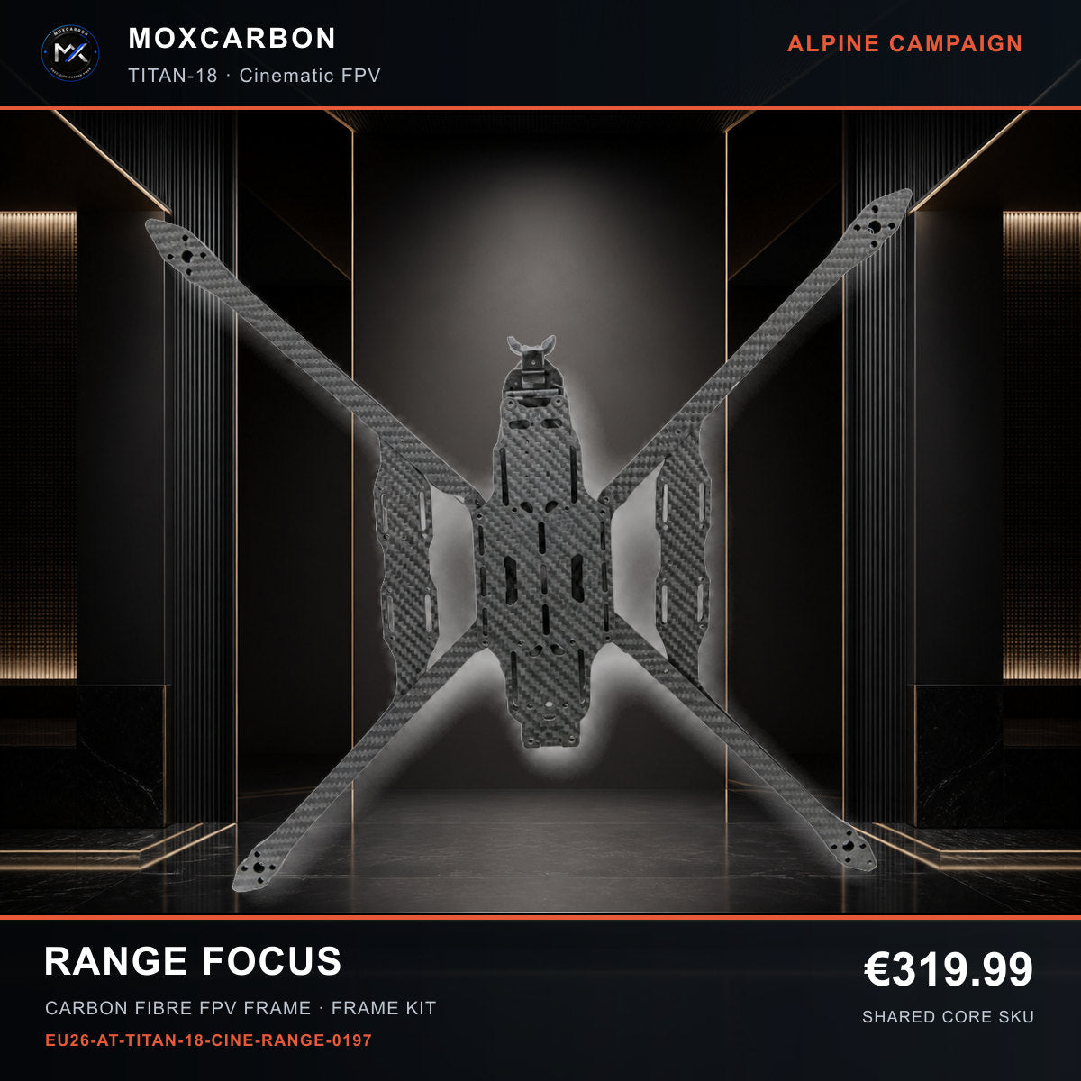 MOX MARK4 Titan GOW 18-Inch Carbon Fibre FPV Frame — Alpine Range Focus 0197 product image