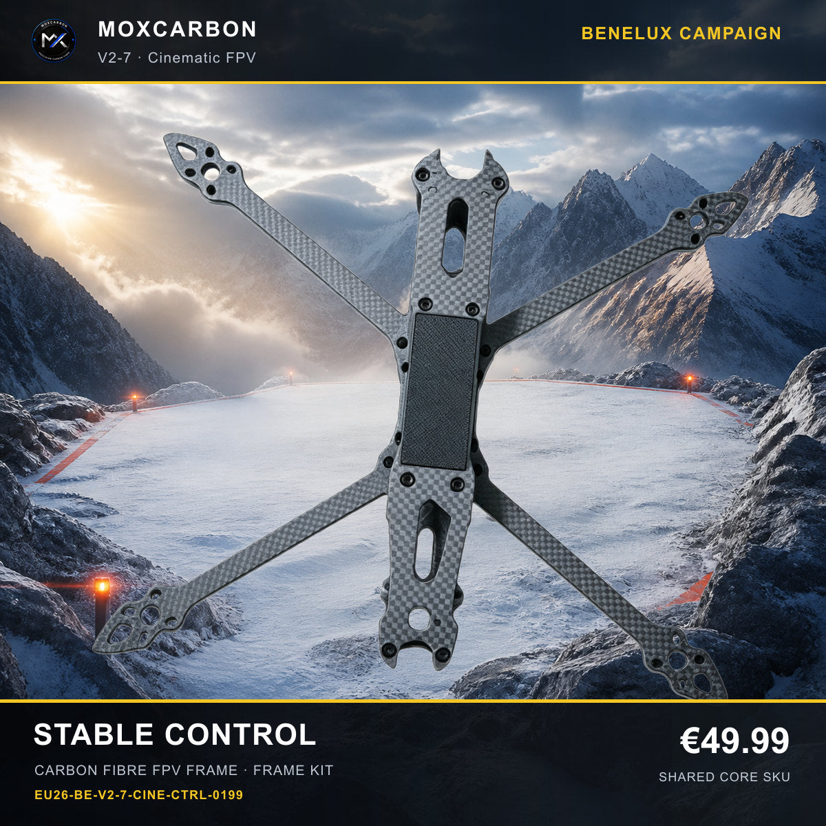 MOX MARK4 V2 7-Inch Carbon Fibre FPV Frame — Benelux Stable Control 0199 product image