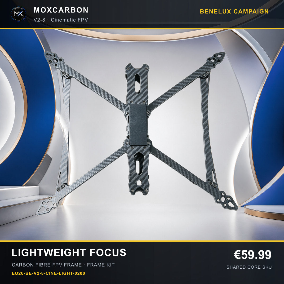 MOX MARK4 V2 8-Inch Carbon Fibre FPV Frame — Benelux Lightweight Focus 0200 product image