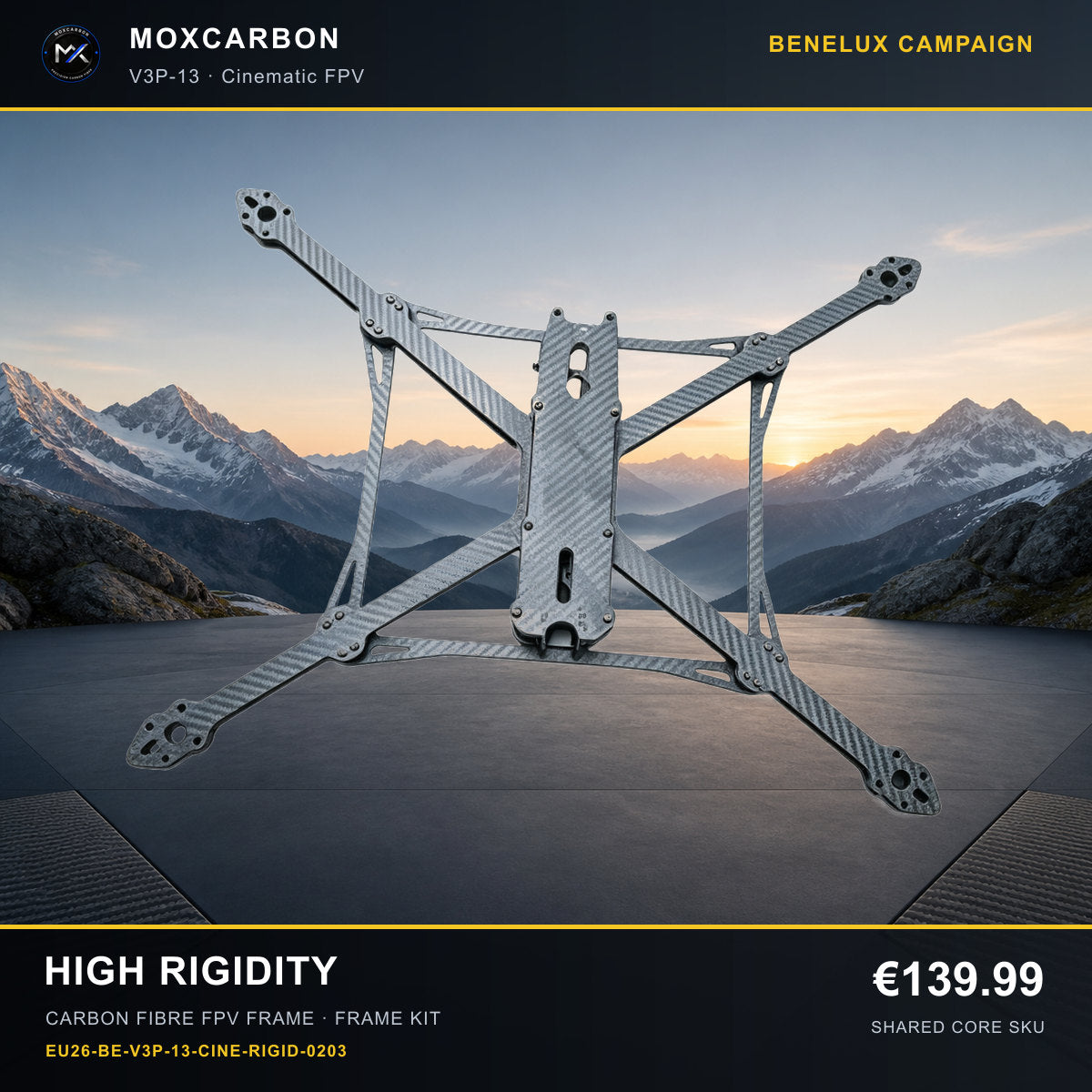 MOX MARK4 V3 Pro 13-Inch Carbon Fibre FPV Frame — Benelux High Rigidity 0203 product image