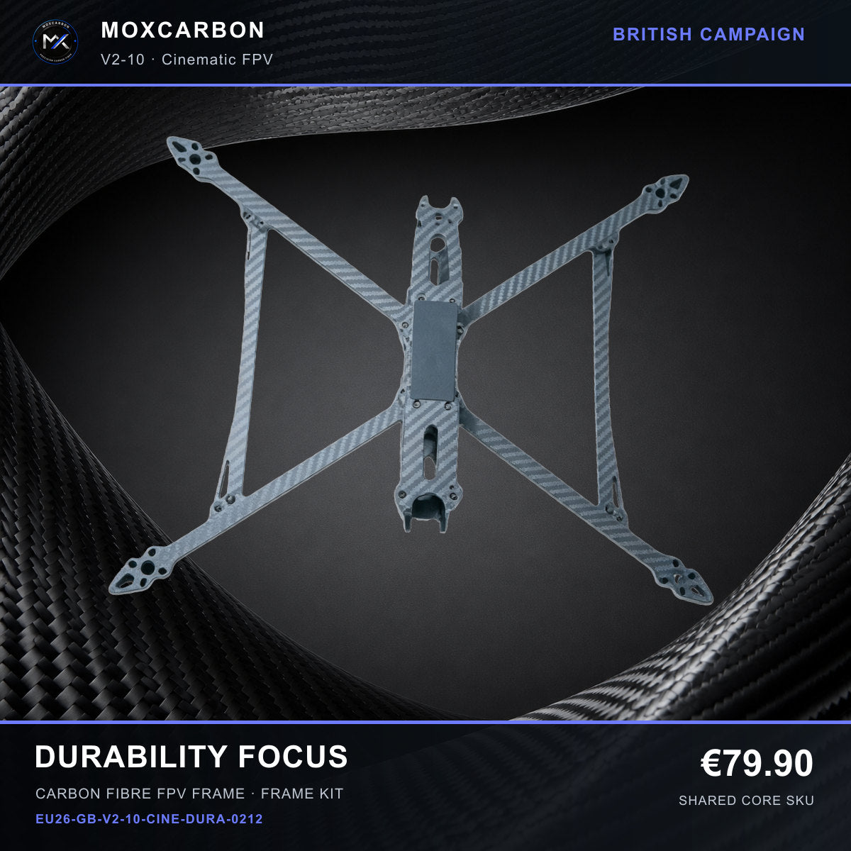 MOX MARK4 V2 10-Inch Carbon Fibre FPV Frame — British Durability Focus 0212 product image