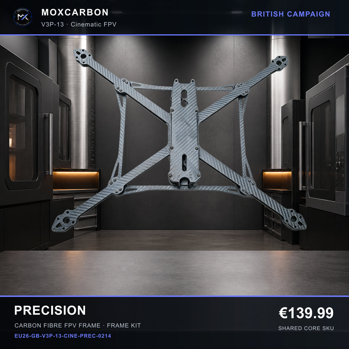 MOX MARK4 V3 Pro 13-Inch Carbon Fibre FPV Frame — British Precision 0214 product image