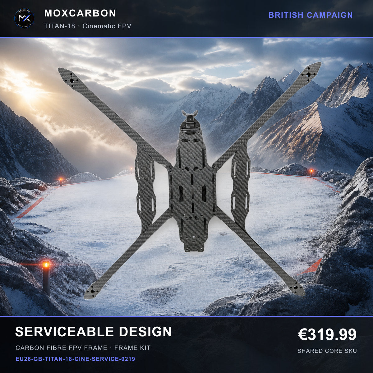 MOX MARK4 Titan GOW 18-Inch Carbon Fibre FPV Frame — British Serviceable Design 0219 product image
