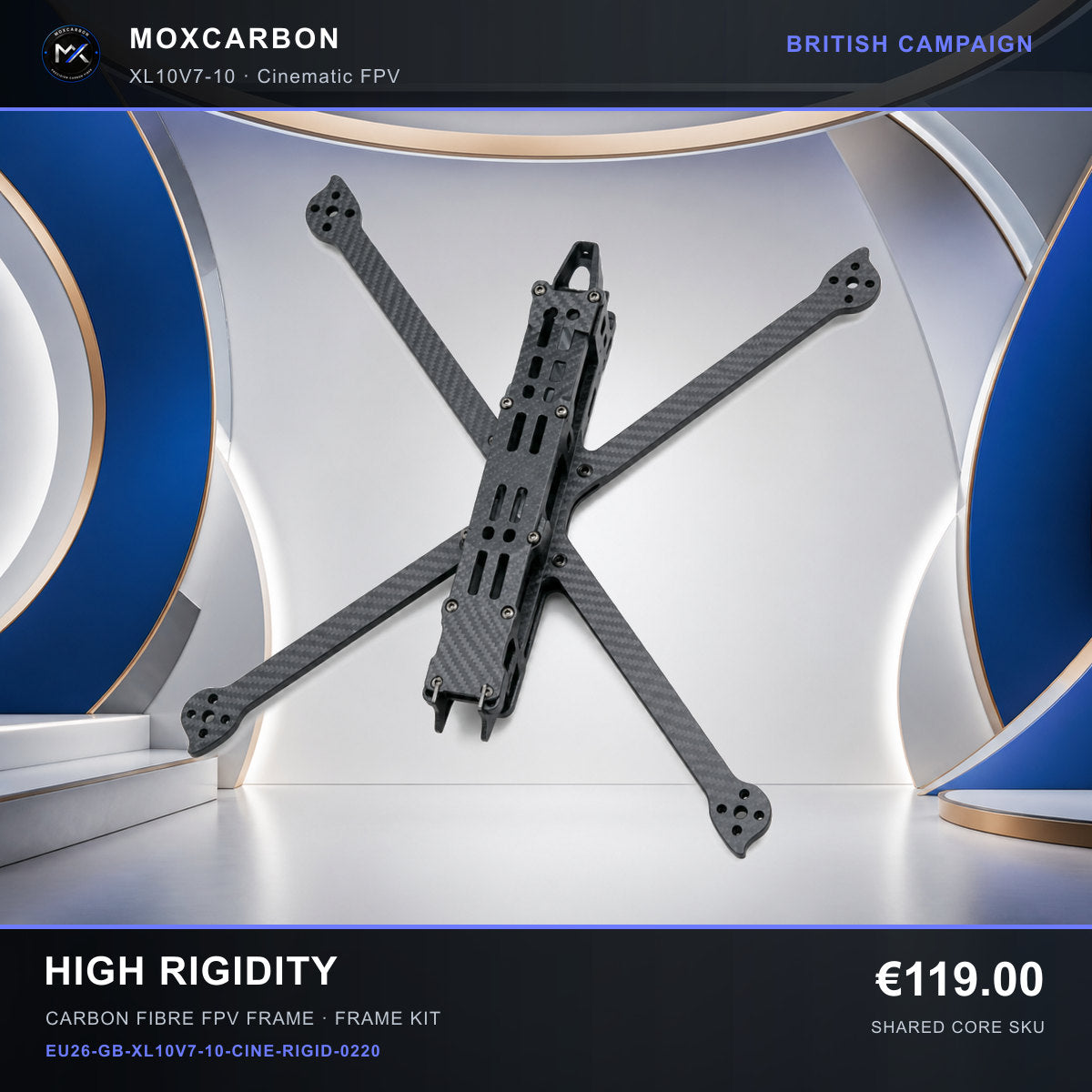 MOX XL10V7 10-Inch Carbon Fibre FPV Frame — British High Rigidity 0220 product image