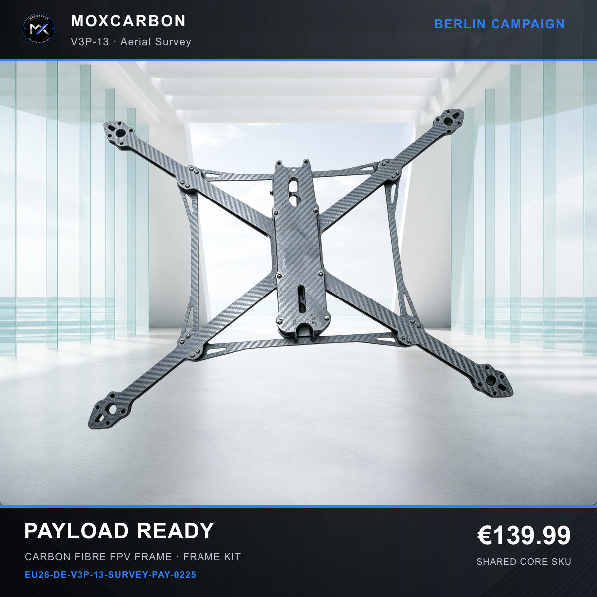 MOX MARK4 V3 Pro 13-Inch Carbon Fibre FPV Frame — Berlin Payload Ready 0225 product image