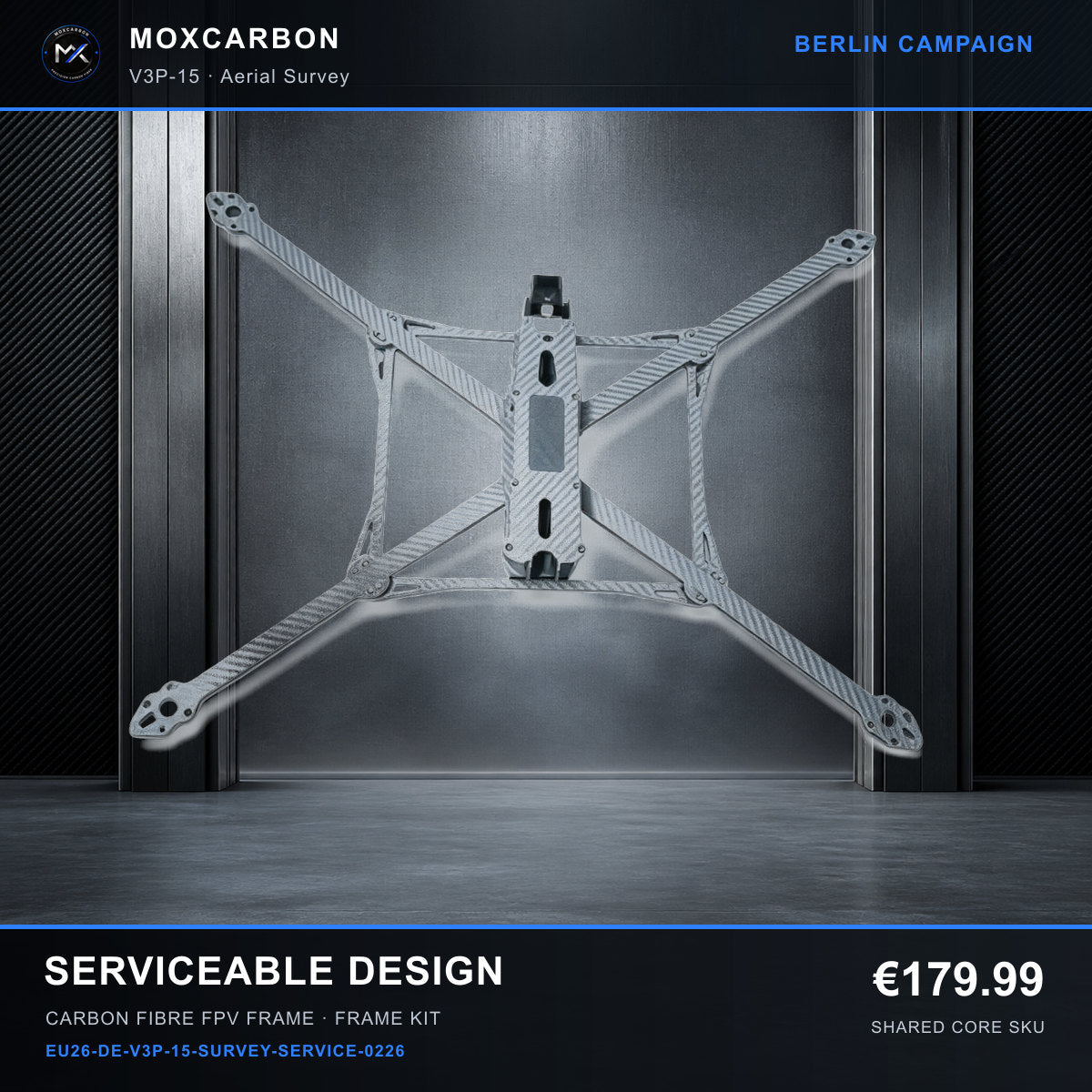 MOX MARK4 V3 Pro 15-Inch Carbon Fibre FPV Frame — Berlin Serviceable Design 0226 product image