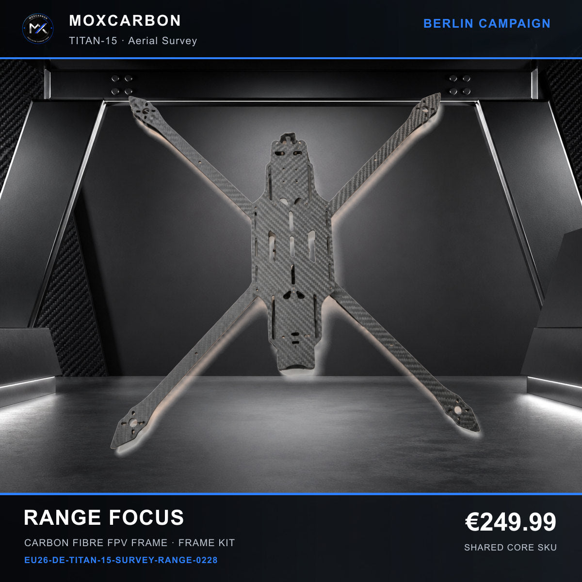MOX MARK4 Titan GOW 15-Inch Carbon Fibre FPV Frame — Berlin Range Focus 0228 product image