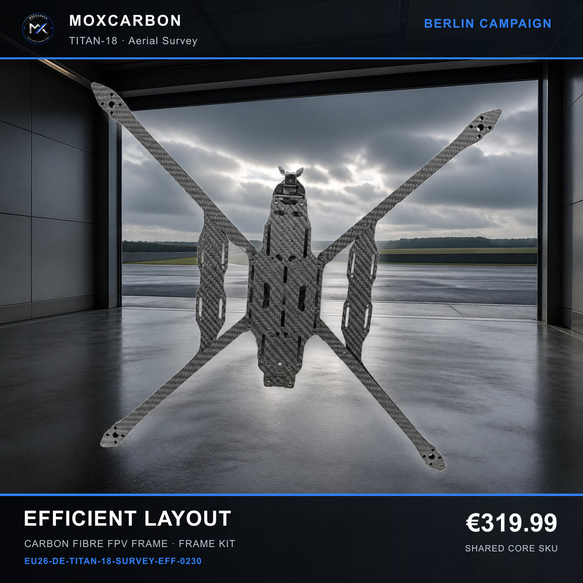 MOX MARK4 Titan GOW 18-Inch Carbon Fibre FPV Frame — Berlin Efficient Layout 0230 product image