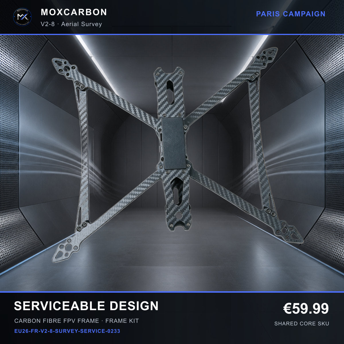 MOX MARK4 V2 8-Inch Carbon Fibre FPV Frame — Paris Serviceable Design 0233 product image