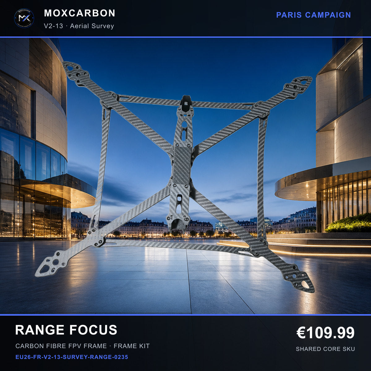MOX MARK4 V2 13-Inch Carbon Fibre FPV Frame — Paris Range Focus 0235 product image